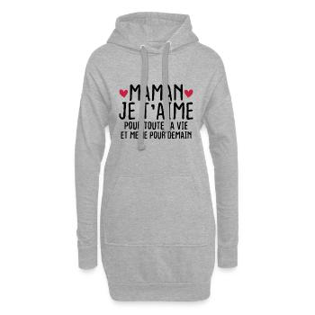 Maman je t'aime pour toute la vie - Sweat-shirt à capuche long Femme - gris chiné - Devant