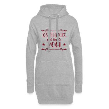 Les meilleurs sont nés en 2001 - Sweat-shirt à capuche long Femme - gris chiné - Devant