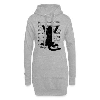 Katzenmusik Noten Musik Katze Musiker Konzert Kind - Hoodie-Kleid - Grau meliert - Vorne
