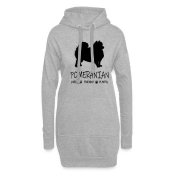 Pomeranian Spitz Kleinspitz Zwergspitz Pom Süßer - Hoodie-Kleid - Grau meliert - Vorne