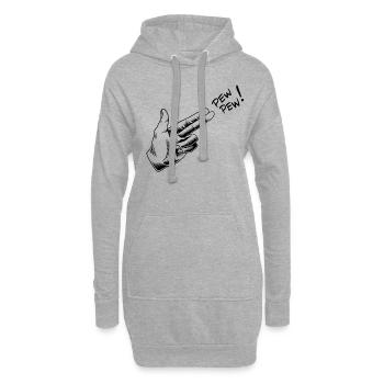 Hand Pew Funny Gun Line Art Halloween Draw - Sweat-shirt à capuche long Femme - gris chiné - Devant