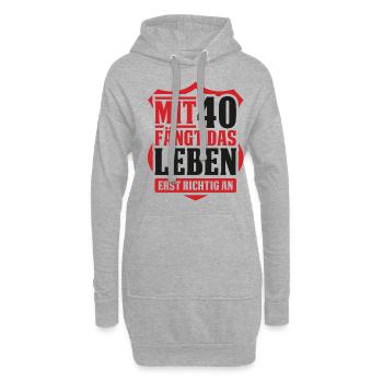 Mit 40 fängt das Leben-an 40. Geburtstag - Hoodie-Kleid - Grau meliert - Vorne