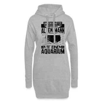 Unterschätze niemals alten Mann mit Aquarium - Hoodie-Kleid - Grau meliert - Vorne