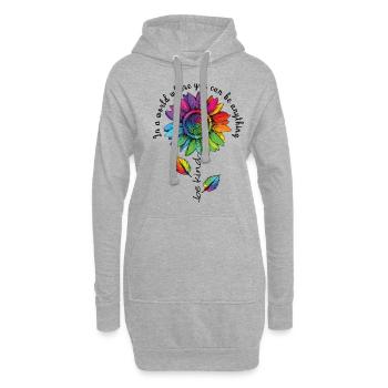 Be Kind LGBTQ Regenbogen Sonnenblume Blume CSD - Hoodie-Kleid - Grau meliert - Vorne