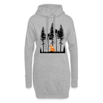 Süßer Fuchs im Wald Retro Muster Vintage Baum Wald - Hoodie-Kleid - Grau meliert - Vorne