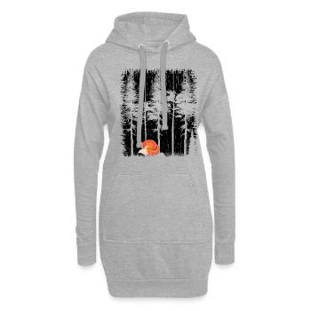 Süßer Fuchs im Wald Retro Muster Vintage Baum Wald - Hoodie-Kleid - Grau meliert - Vorne