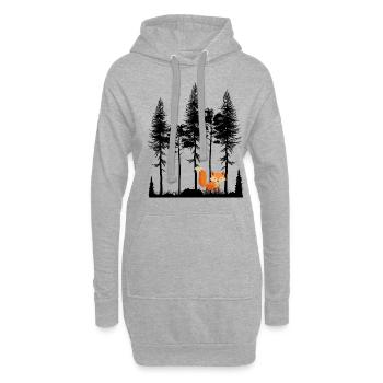 Süßer Fuchs im Wald Retro Muster Vintage Baum Wald - Hoodie-Kleid - Grau meliert - Vorne