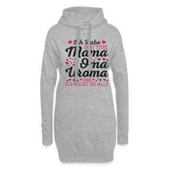 Mama Oma Uroma Spruch Geschenk von Enkel - Hoodie-Kleid - Grau meliert - Vorne