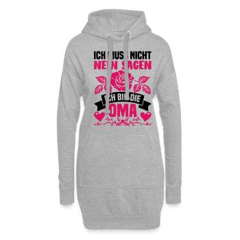 Ich bin die Oma Ich muss nicht nein sagen - Hoodie-Kleid - Grau meliert - Vorne