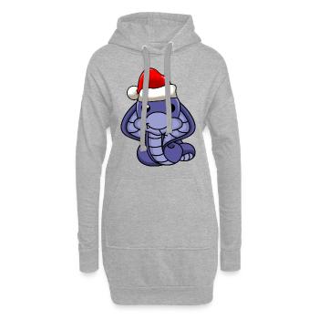 Schlange Kobra Comic Weihnachten - Hoodie-Kleid - Grau meliert - Vorne