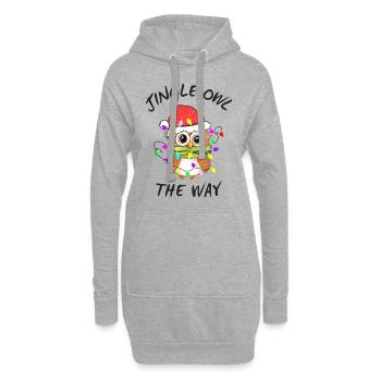 Lustige Nikolaus Eule, Jingle Owl the way - Hoodie-Kleid - Grau meliert - Vorne