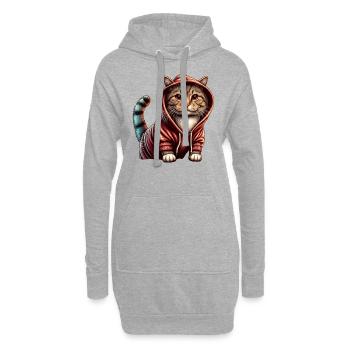 Chaton mignon portant un sweat à capuche - Sweat-shirt à capuche long Femme - gris chiné - Devant
