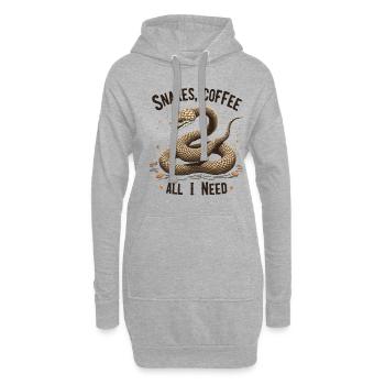 Lustiges Schlangen Kunst Schlange Kaffee Reptilien - Hoodie-Kleid - Grau meliert - Vorne