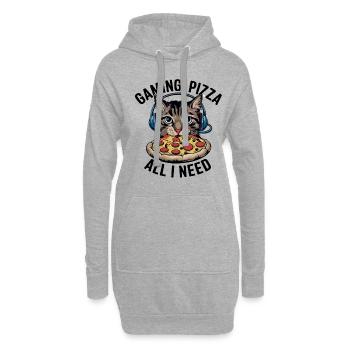 Drôles de chats Jeux Pizza Gamer Gamer Jeux - Sweat-shirt à capuche long Femme - gris chiné - Devant
