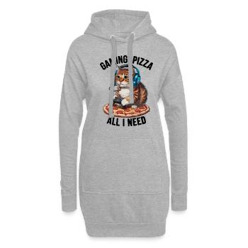 Drôles de chats Jeux Pizza Gamer Gamer Jeux - Sweat-shirt à capuche long Femme - gris chiné - Devant