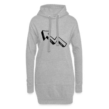 Pfeil Zeichnung Skizze schwarz - Hoodie-Kleid - Grau meliert - Vorne