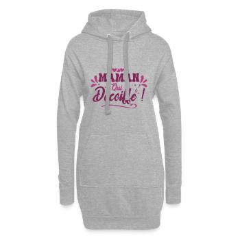Meilleure Maman Qui Décoiffe, Idée Cadeau Maman - Sweat-shirt à capuche long Femme - gris chiné - Devant