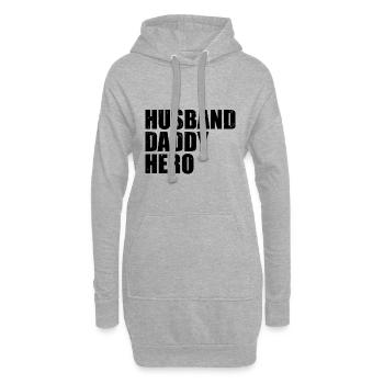 Husband Daddy Hero - Sweat-shirt à capuche long Femme - gris chiné - Devant