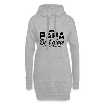 Papa on T'aime Cadeau fête des pères - Papa Cadeau - Sweat-shirt à capuche long Femme - gris chiné - Devant