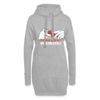 stricken knitting Spruch Welt stricken - Hoodie-Kleid - Grau meliert - Vorne