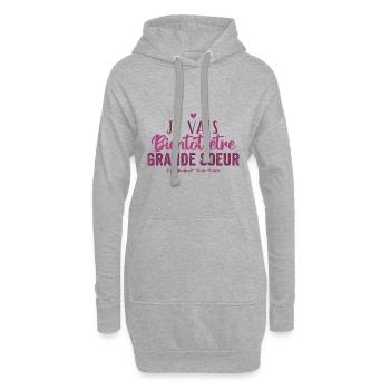 je vais bientôt être grande soeur - Sweat-shirt à capuche long Femme - gris chiné - Devant