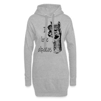 Alpaga doux et mignon - Sweat-shirt à capuche long Femme - gris chiné - Devant