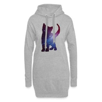 Chaton Chaton Silhouette Espace Cat Espace Cadeau - Sweat-shirt à capuche long Femme - gris chiné - Devant