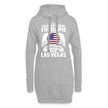 LAS VEGAS - KEINE THERAPIE - USA SPRUCH - GESCHENK - Hoodie-Kleid - Grau meliert - Vorne