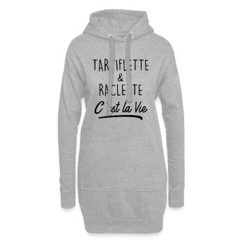 Tartiflette & Raclette C'est la Vie - Sweat-shirt à capuche long Femme - gris chiné - Devant