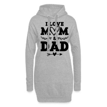 Ich liebe mama und papa - Hoodie-Kleid - Grau meliert - Vorne