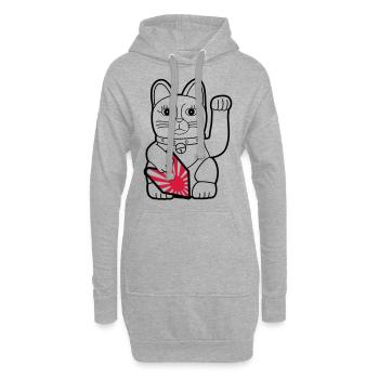 Maneki Neko « Rising Sun Flag » - Dark Contour - Sweat-shirt à capuche long Femme - gris chiné - Devant