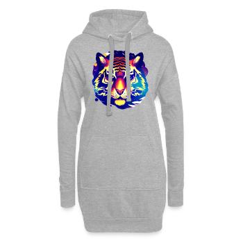 Tiger Großkatze Katzenliebhaber Geschenkidee - Hoodie-Kleid - Grau meliert - Vorne