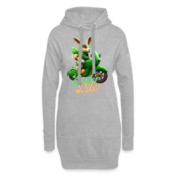Easter Biker - The Easter Bunny becomes a biker - Hoodie Dress - heather grey - Front