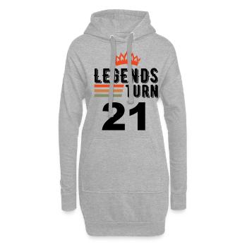 21 Geburtstag, Legenden werden 21 Jahre alt - Hoodie-Kleid - Grau meliert - Vorne