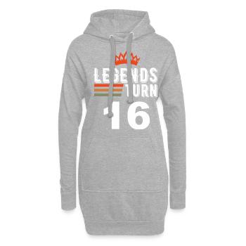 Legenden werden 16, 16 Geburtstag - Hoodie-Kleid - Grau meliert - Vorne