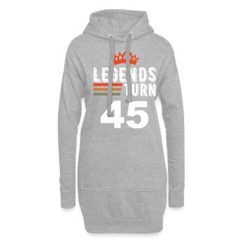 Legends turn 45, 45 birthday - Hoodie Dress - heather grey - Front