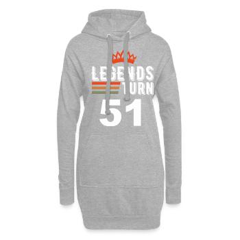 Legenden werden 51, 51 Geburtstag - Hoodie-Kleid - Grau meliert - Vorne