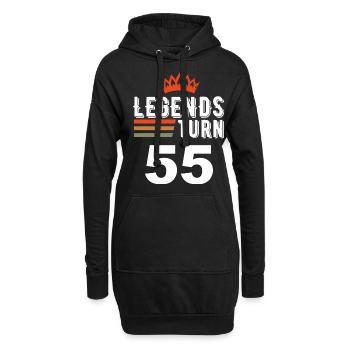 Legenden werden 55, 55 Geburtstag - Hoodie-Kleid - Schwarz - Vorne