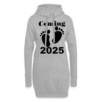 Bébé arrive en 2025, future maman en 2025, pieds de bébé - Sweat-shirt à capuche long Femme - gris chiné - Devant