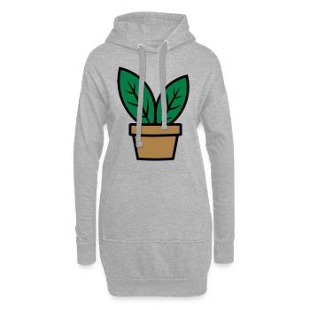 Plante feuilles plant plan plan - Sweat-shirt à capuche long Femme - gris chiné - Devant