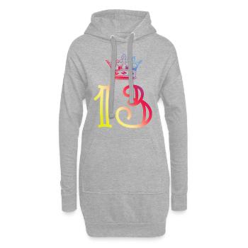 13 Zahl Krone - Hoodie-Kleid - Grau meliert - Vorne