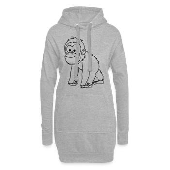 Bande dessinée de singe orang-outan - Sweat-shirt à capuche long Femme - gris chiné - Devant