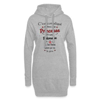 Princesse Polonaise - Sweat-shirt à capuche long Femme - gris chiné - Devant