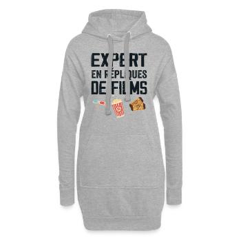 Expert en répliques de films cadeau humour cinéma - Sweat-shirt à capuche long Femme - gris chiné - Devant