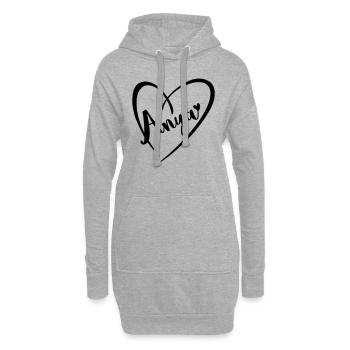 Anya Name Vorname im Herzrahmen - Hoodie-Kleid - Grau meliert - Vorne