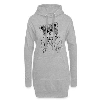 Niedlicher Teddybär zum Mitnehmen für Jung und Alt - Hoodie-Kleid - Grau meliert - Vorne