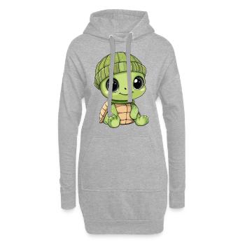 tortue mignon mignon bébé enfants animal dessin animé - Sweat-shirt à capuche long Femme - gris chiné - Devant