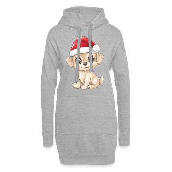 Chien Noël Mignon Noël mignon Noël - Sweat-shirt à capuche long Femme - gris chiné - Devant