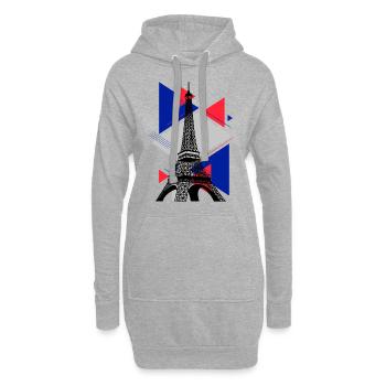 Paris Tour Eiffel France City Skyline Art - Sweat-shirt à capuche long Femme - gris chiné - Devant