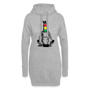 Zèbre, feu de circulation, tête, art, street art, urbain - Sweat-shirt à capuche long Femme - gris chiné - Devant
